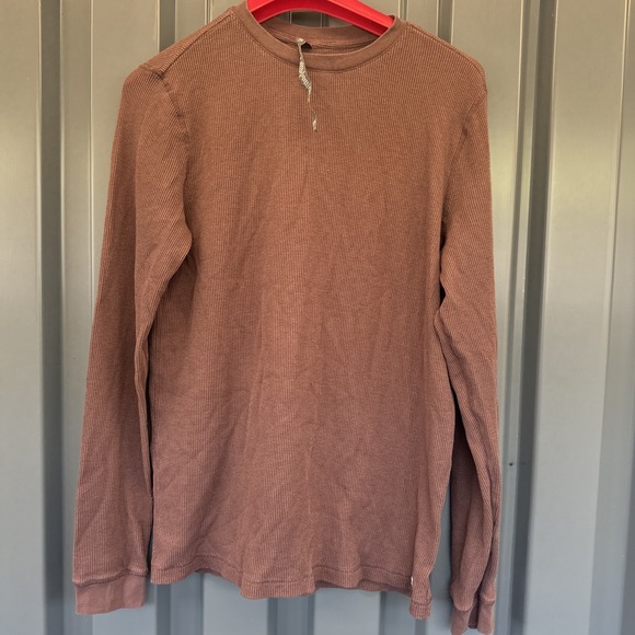 Vuori Other - Vuori Shirt Mens Med Brown Waffle Crew Knit Thermal Long Sleeve Pullover V176